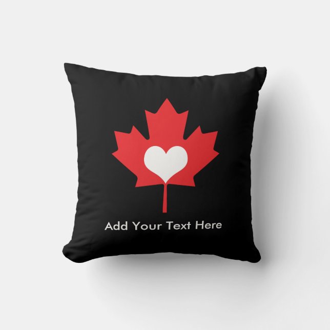Canadian Pride - I Love Canada Maple Leaf Throw Pillow (Front)