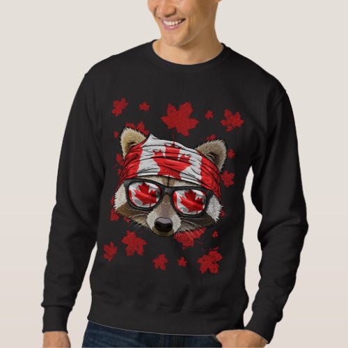Canadian Raccoon Patriotic Canada Flag Maple Leaf  Sweatshirt