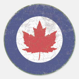 Canadian RAF Maple Leaf Roundel Rustic Classic Round Sticker