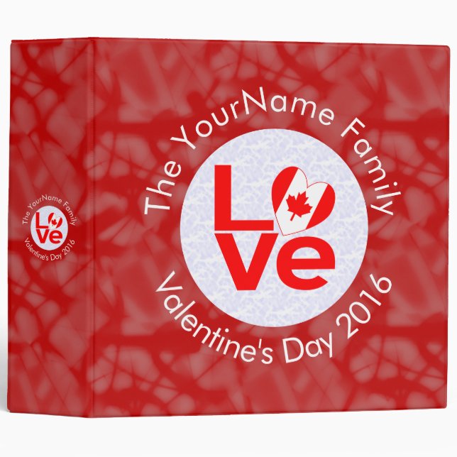 Canadian Red LOVE Flag Personalized  Binder (Front/Spine)
