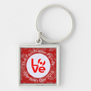 Canadian Red LOVE Flag Personalized Keychain