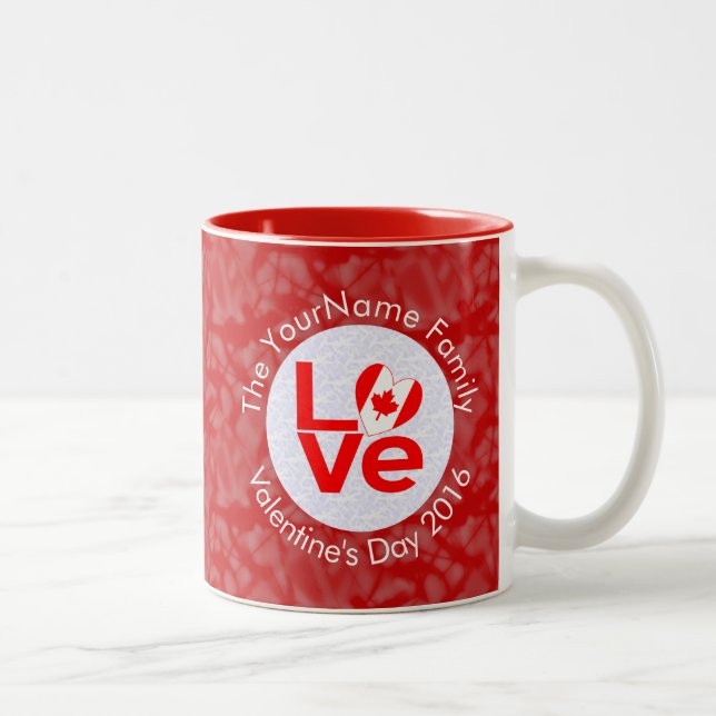 Canadian Red LOVE Flag Personalized  Two-Tone Coffee Mug (Right)