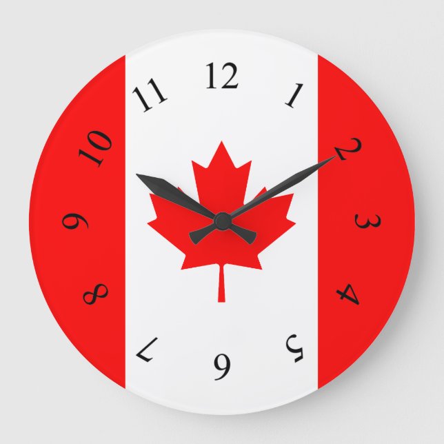 Canadian Red Maple Leaf Canada Large Clock (Front)