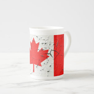 Canadian Red Maple Leaf CANADA Peeling Paint looks Bone China Mug