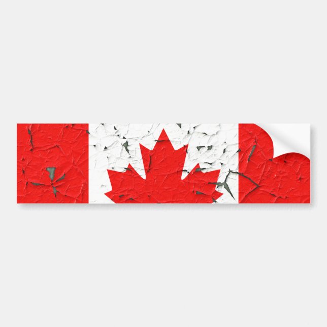 Canadian Red Maple Leaf CANADA Peeling Paint looks Bumper Sticker (Front)