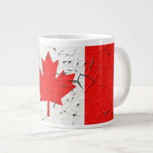 Canadian Red Maple Leaf CANADA Peeling Paint looks Giant Coffee Mug