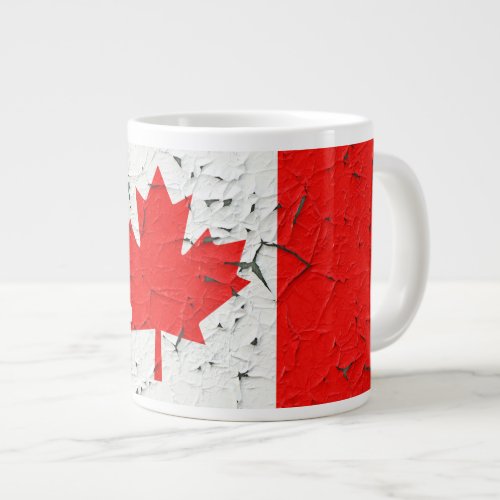 Canadian Red Maple Leaf CANADA Peeling Paint looks Giant Coffee Mug