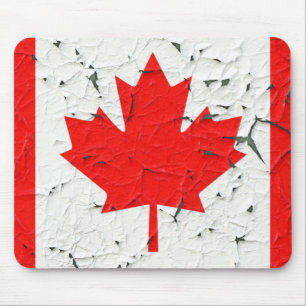Canadian Red Maple Leaf CANADA Peeling Paint looks Mouse Pad