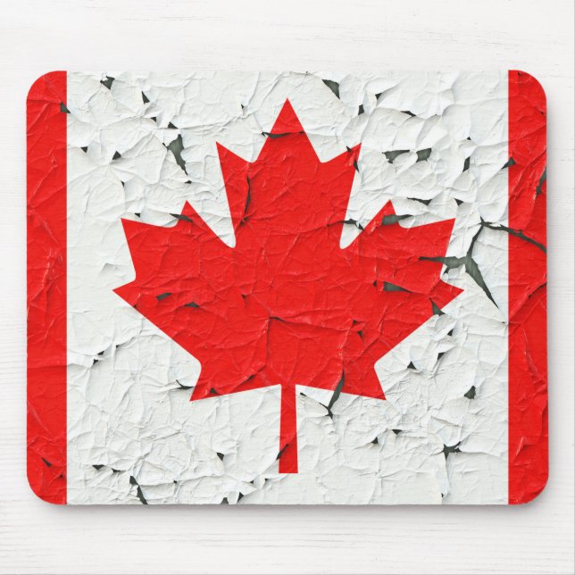 Canadian Red Maple Leaf CANADA Peeling Paint looks Mouse Pad (Front)