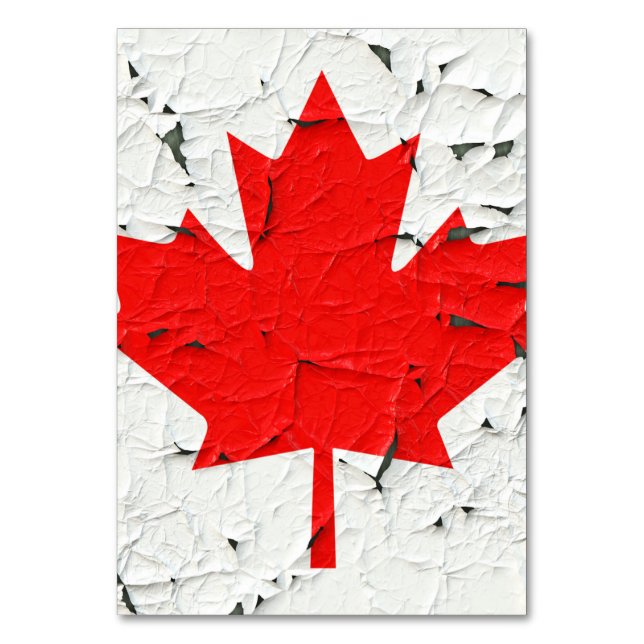Canadian Red Maple Leaf CANADA Peeling Paint Print Table Number (Front)