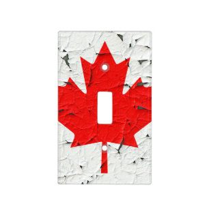 Canadian Red Maple Leaf CANADA Peeling Paint style Light Switch Cover