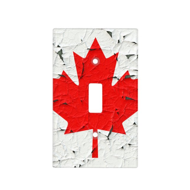 Canadian Red Maple Leaf CANADA Peeling Paint style Light Switch Cover (Front)