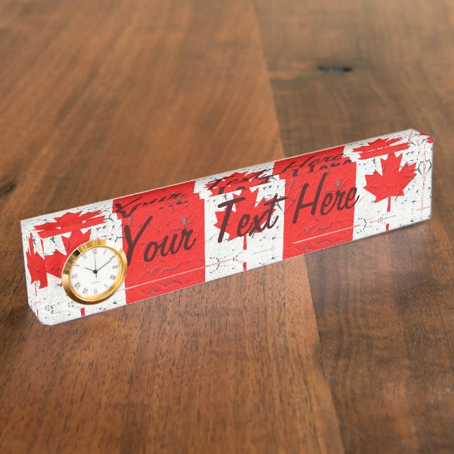 Canadian Red Maple Leaf CANADA Peeling Paint style Name Plate (Side)
