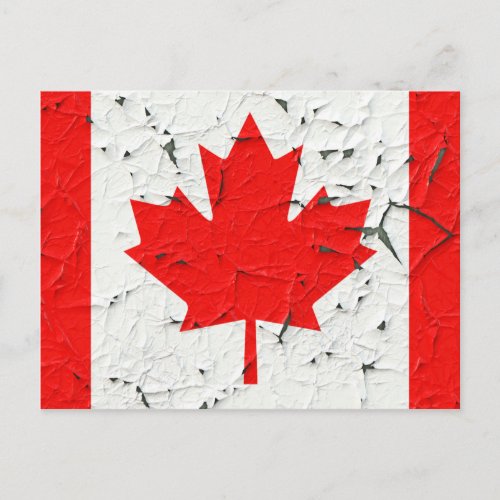 Canadian Red Maple Leaf CANADA Peeling Paint style Postcard