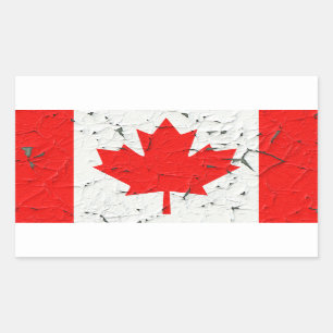 Canadian Red Maple Leaf CANADA Peeling Paint style Rectangular Sticker