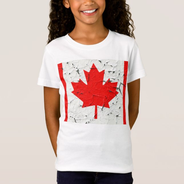 Canadian Red Maple Leaf CANADA Peeling Paint style T-Shirt (Front)