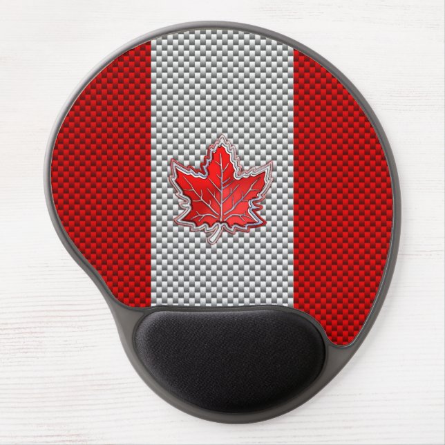 Canadian Red Maple Leaf Carbon Fiber retro style Gel Mouse Pad (Front)