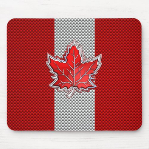 Canadian Red Maple Leaf Carbon Fiber retro style Mouse Pad