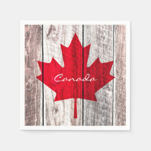 Canadian red maple leaf flag paper napkins