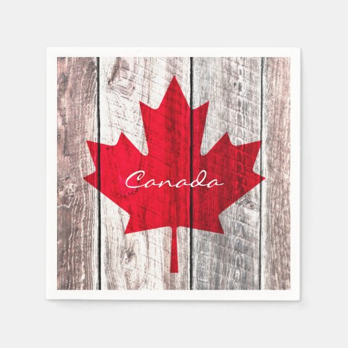 Canadian red maple leaf flag paper napkins