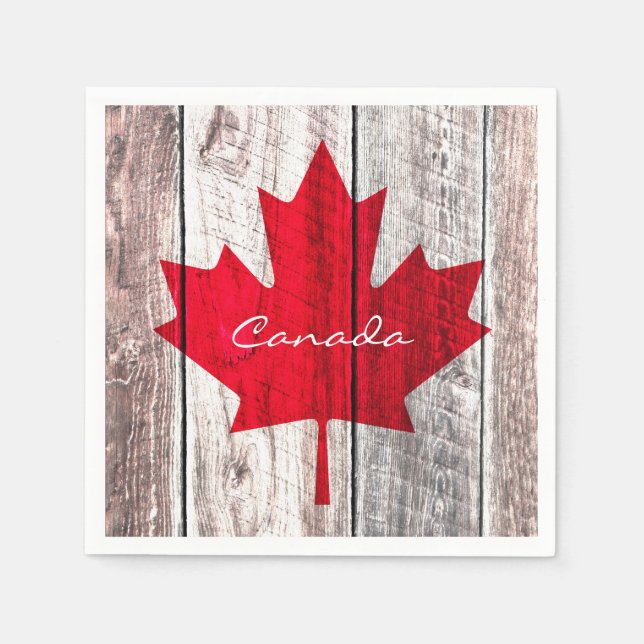 Canadian red maple leaf flag paper napkins (Front)