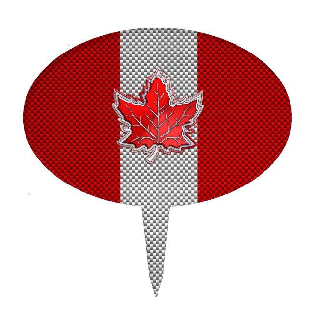 Canadian Red Maple Leaf in Carbon Fiber looks Cake Topper (Front)