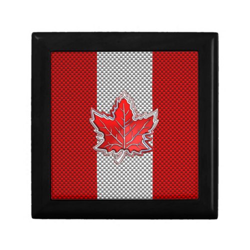 Canadian Red Maple Leaf in Carbon Fiber looks Jewelry Box