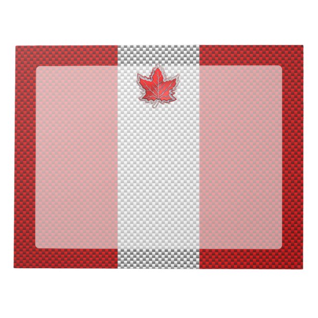 Canadian Red Maple Leaf in Carbon Fiber looks Notepad (Front)