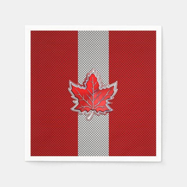 Canadian Red Maple Leaf in Carbon Fiber looks Paper Napkins (Front)