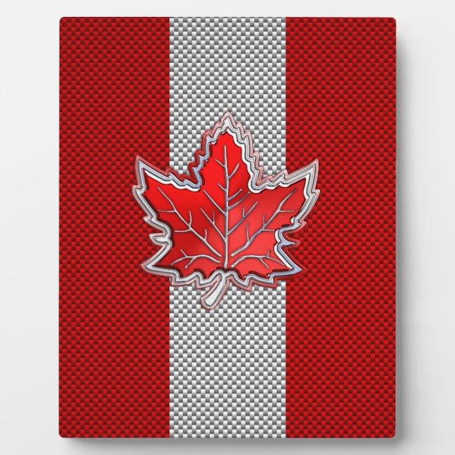Canadian Red Maple Leaf in Carbon Fiber looks Plaque (Front)