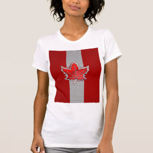 Canadian Red Maple Leaf in Carbon Fiber looks T-Shirt