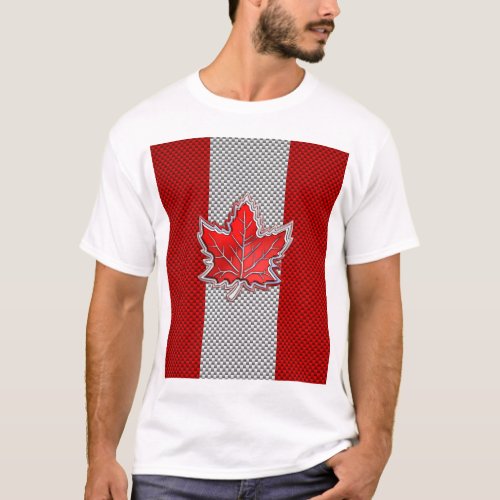 Canadian Red Maple Leaf in Carbon Fiber looks T_Shirt