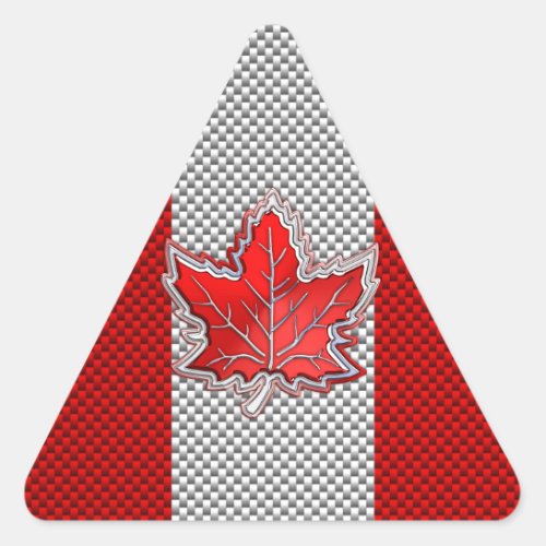 Canadian Red Maple Leaf in Carbon Fiber looks Triangle Sticker