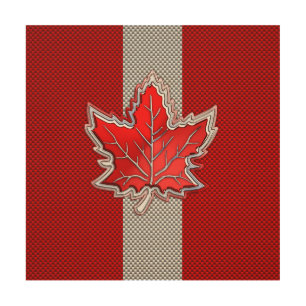 Canadian Red Maple Leaf in Carbon Fiber looks Wood Wall Art