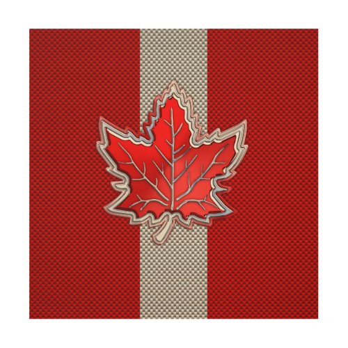 Canadian Red Maple Leaf in Carbon Fiber looks Wood Wall Art