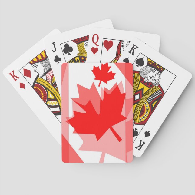 Canadian red Maple Leaf Layered Style CANADA Poker Cards (Back)