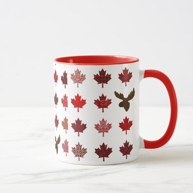Canadian Red Maple Leaf (leaves and moose) Mug (Right)