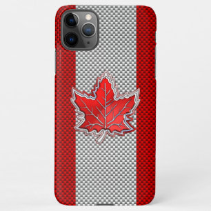 Canadian Red Maple Leaf on Carbon Fiber iPhone 11Pro Max Case