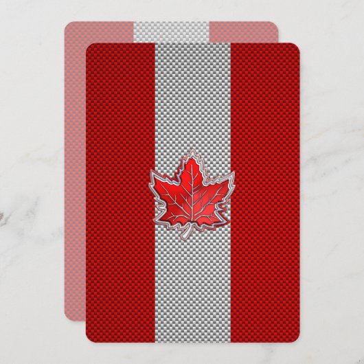 Canadian Red Maple Leaf on Carbon Fiber Print (Front/Back)
