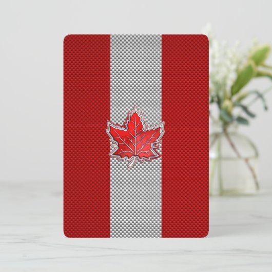 Canadian Red Maple Leaf on Carbon Fiber Print (Standing Front)