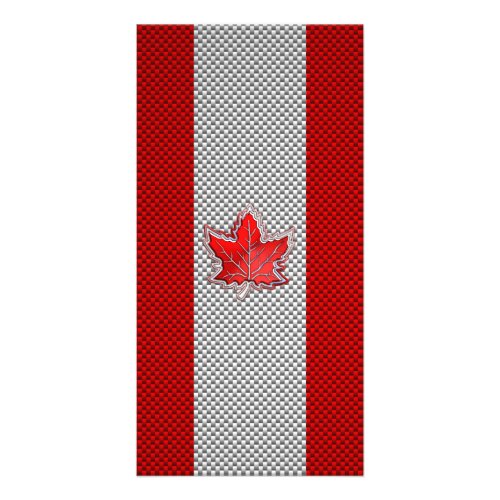 Canadian Red Maple Leaf on Carbon Fiber Print Card
