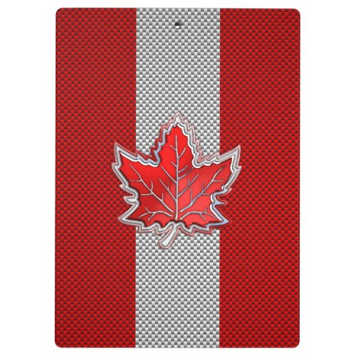Canadian Red Maple Leaf on Carbon Fiber Print Clipboard