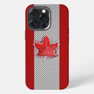 Canadian Red Maple Leaf on Carbon Fiber Print iPhone 13 Pro Case