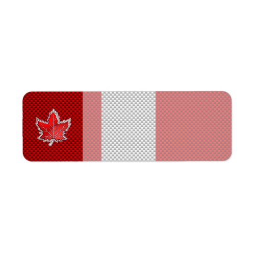 Canadian Red Maple Leaf on Carbon Fiber Print Label