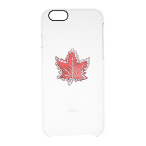 Canadian Red Maple Leaf on Carbon Fiber Print Clear iPhone 66S Case