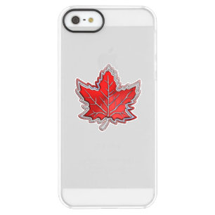 Canadian Red Maple Leaf on Carbon Fiber Print Permafrost iPhone SE/5/5s Case
