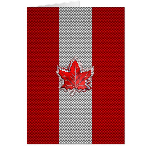 Canadian Red Maple Leaf on Carbon Fiber style Cards (Front)