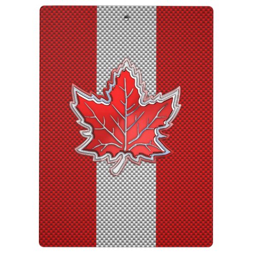 Canadian Red Maple Leaf on Carbon Fiber style Clipboard