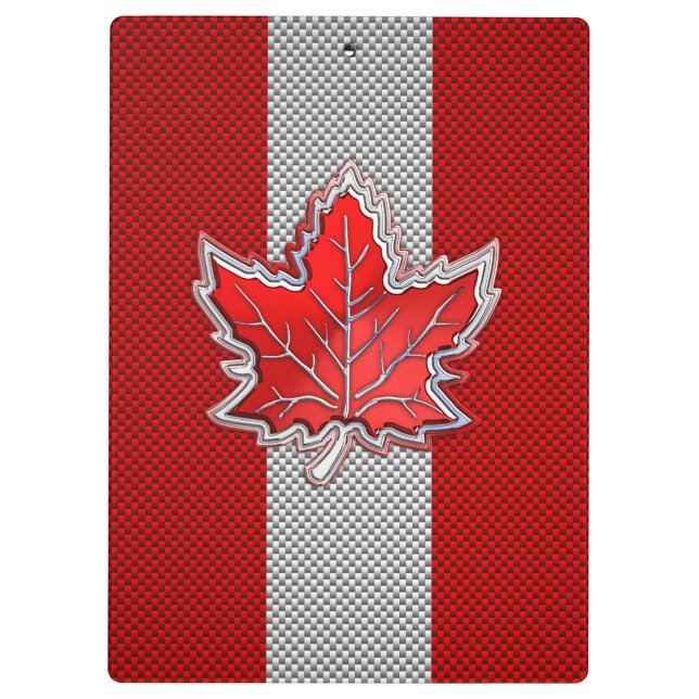 Canadian Red Maple Leaf on Carbon Fiber style Clipboard (Back)
