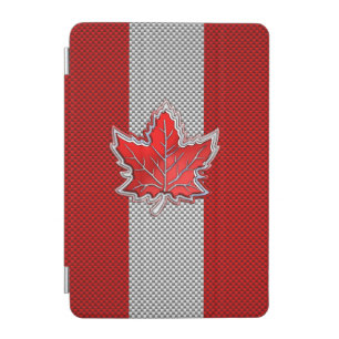 Canadian Red Maple Leaf on Carbon Fiber style iPad Mini Cover